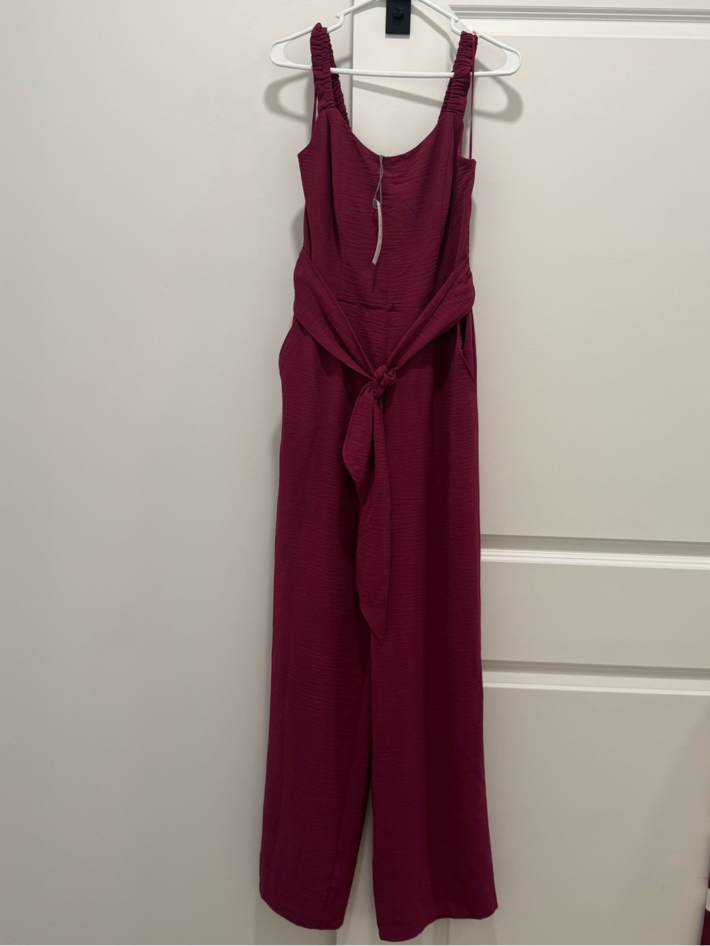 NWT Nine Britton Burgundy Sleeveless Tie-Waist Jumpsuit | Size XS